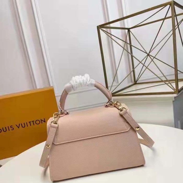 Louis Vuitton LV Women Twist One Handle PM Handbag Pink Greige Taurillon Cowhide