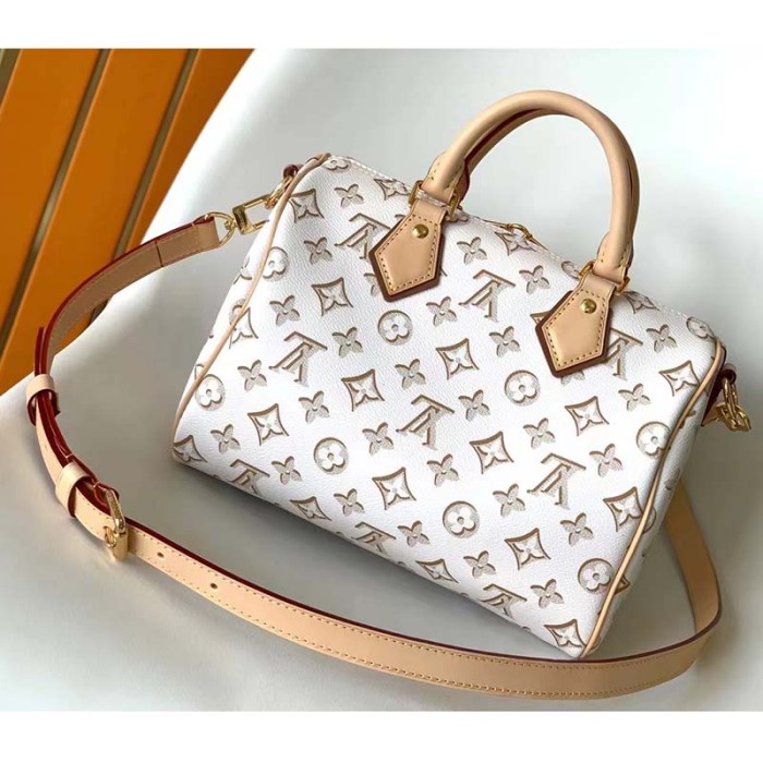 Louis Vuitton LV Women Speedy Bandoulière 25 Handbag Beige Monogram Coated Canvas