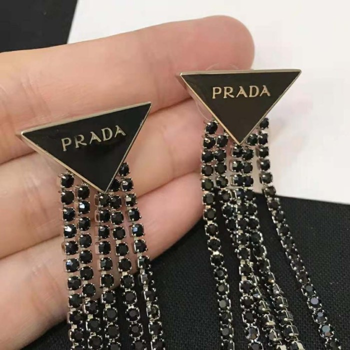 Prada Women Prada Symbole Drop Earrings-Black