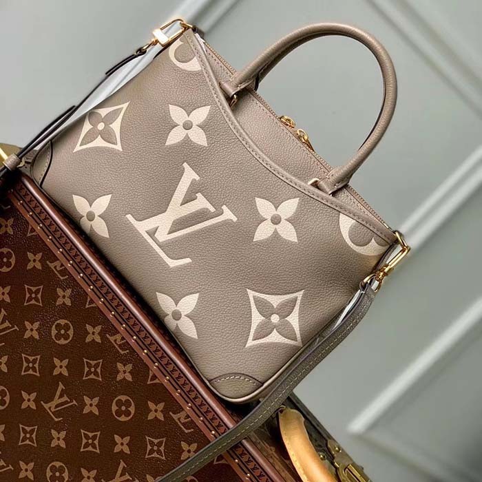 Louis Vuitton LV Women Trianon PM Bag Beige Embossed Grained Cowhide Leather