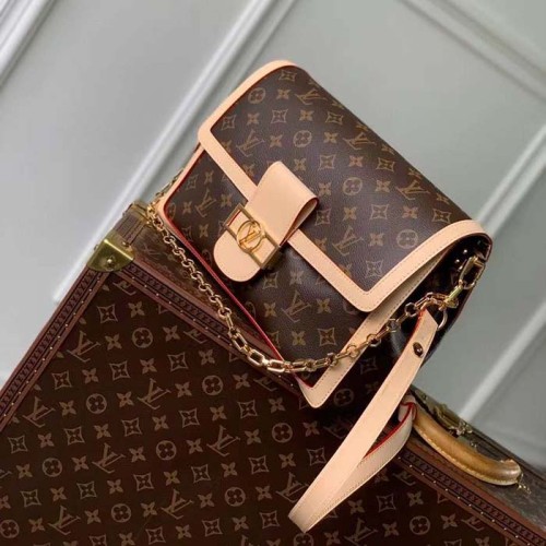 Louis Vuitton Women LV Dauphine Soft GM Brown Monogram Coated Canvas M47149