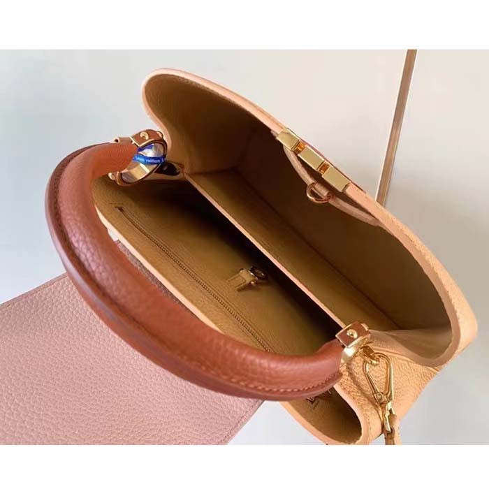 Louis Vuitton LV Women Capucines MM Handbag Arizona Brown Cognac Taurillon Cowhide Leather