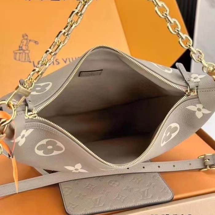 Louis Vuitton LV Women Loop Hobo Dove Gray Cream Monogram Empreinte Embossed Grained Cowhide Leather