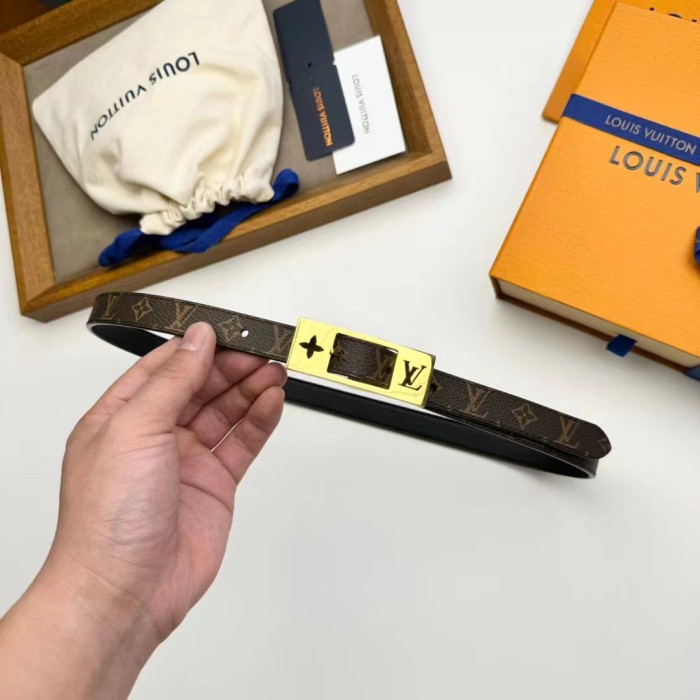 Louis Vuitton Unisex LV Duo 18MM Reversible Belt Monogram Canvas Recto Side Black Leather Verso