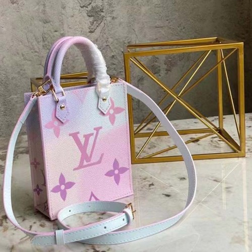 Louis Vuitton Women Petit Sac Plat Sunrise Pastel Monogram Coated Canvas Cowhide