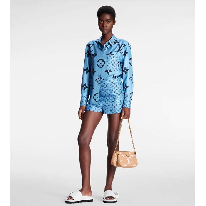 Louis Vuitton LV Women Multi Pochette Accessoires Beige Monogram Empreinte Embossed Grained Cowhide