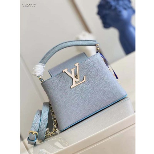 Louis Vuitton LV Women Capucines BB Handbag Lilas Purple Taurillon Leather