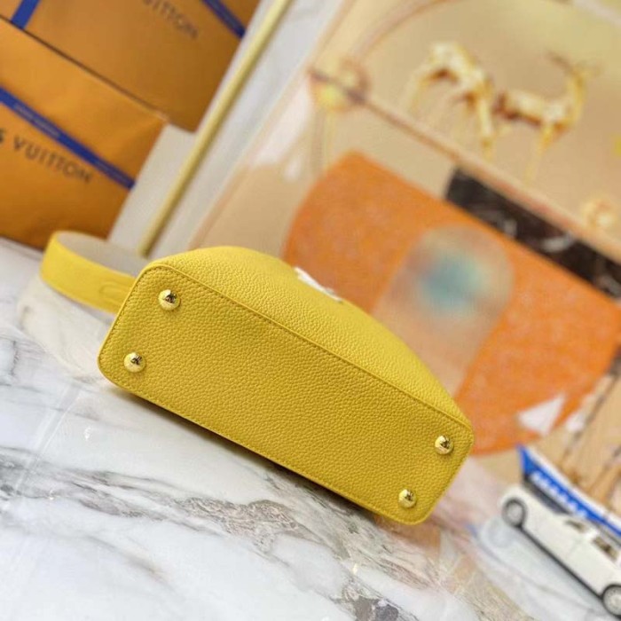 Louis Vuitton LV Women Capucines BB Handbag Yellow Taurillon Leather