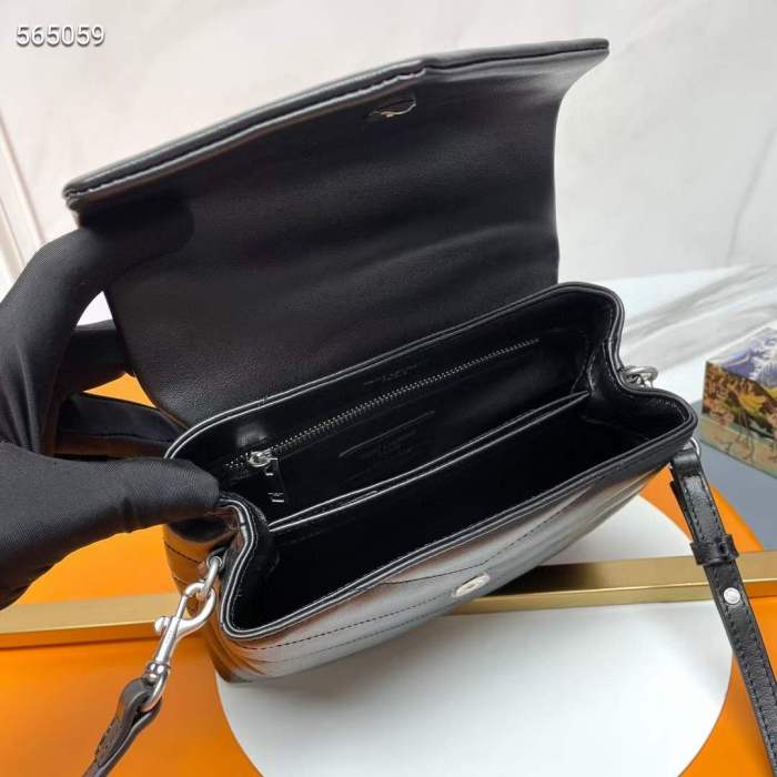 Saint Laurent YSL Women Toy Loulou Quilted Leather Black Calfskin Leather Silver