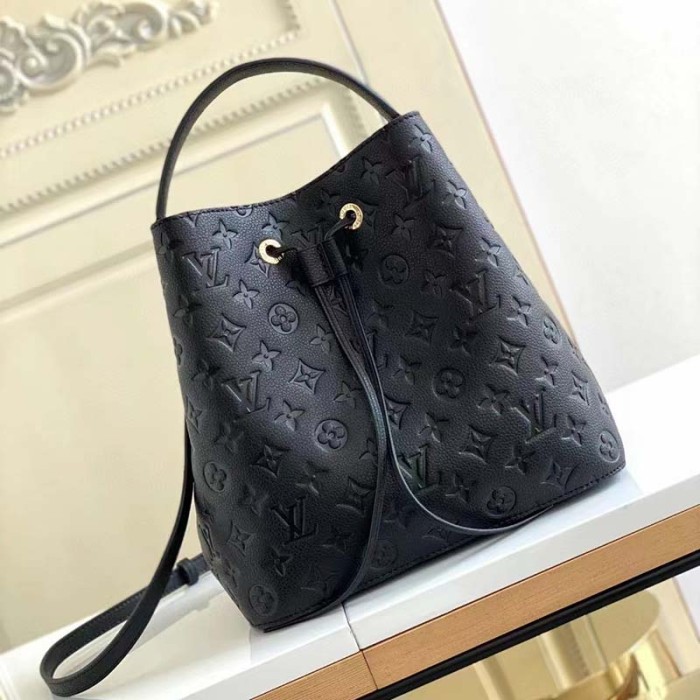 Louis Vuitton LV Women NéoNoé MM Bucket Black Embossed Monogram Empreinte Grained Cowhide