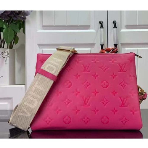 Louis Vuitton LV Women Coussin BB Handbag Fluo Pink Grained Calfskin Leather