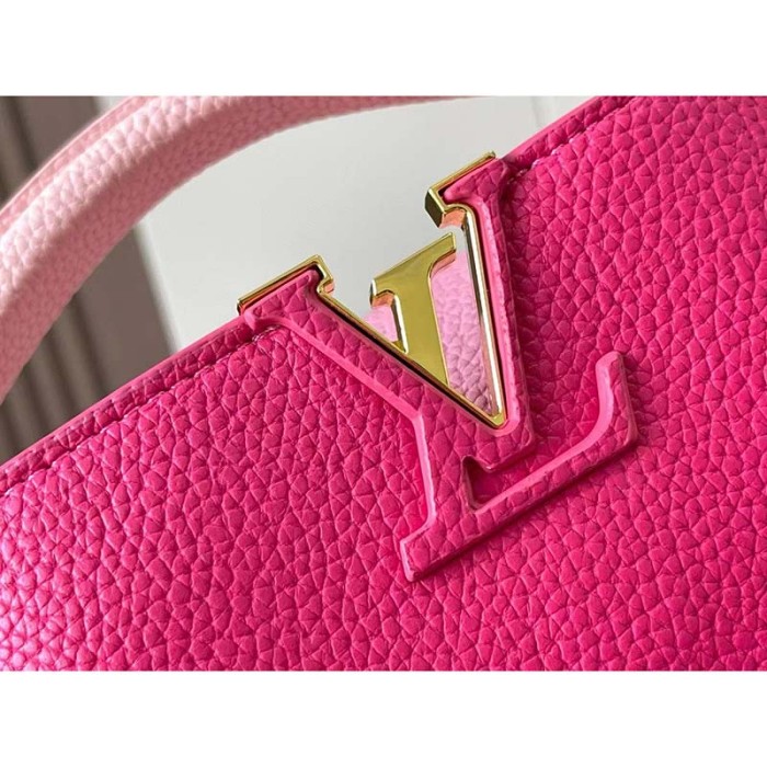 Louis Vuitton LV Women Capucines Mini Handbag Rose Pink Taurillon Leather