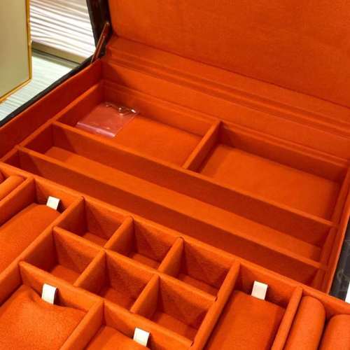 Louis Vuitton LV Women Jewelry Vanity Brown Red Coated Canvas Microfiber M20076