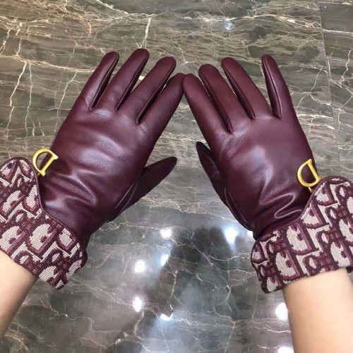 Dior Women Saddle Gloves Navy Blue Smooth Lambskin