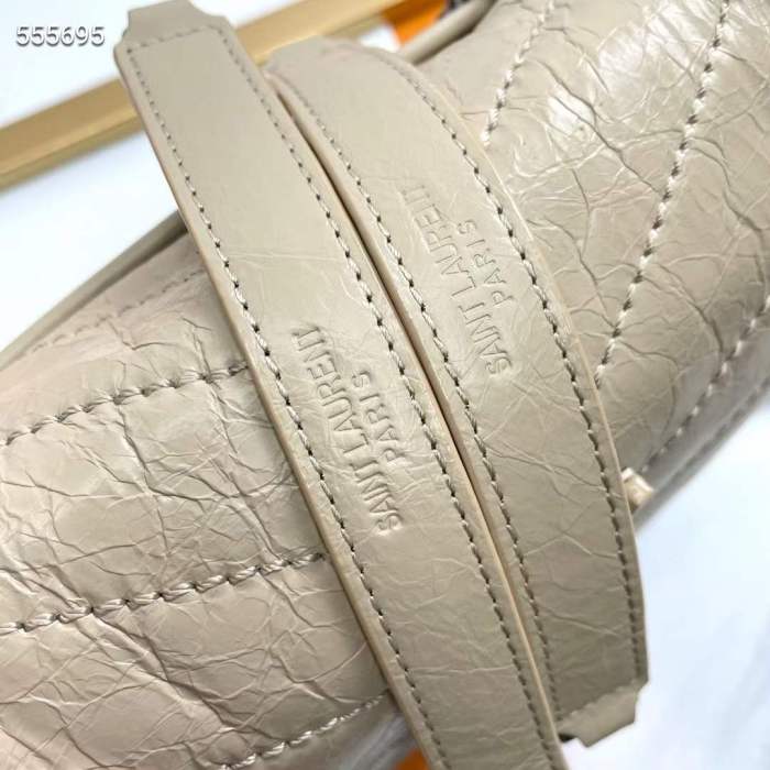 Saint Laurent YSL Women Niki Baby Vintage Leather Beige Calfskin Brass