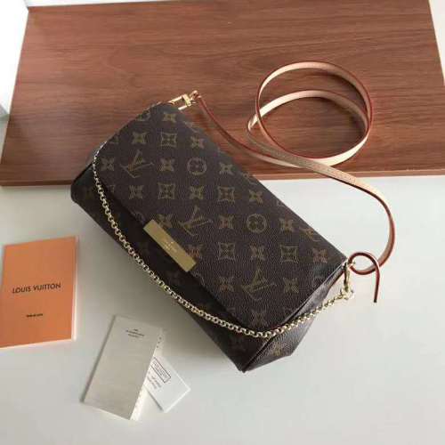 Louis Vuitton LV Women Favorite MM Clutch in Monogram Coated Canvas-Brown