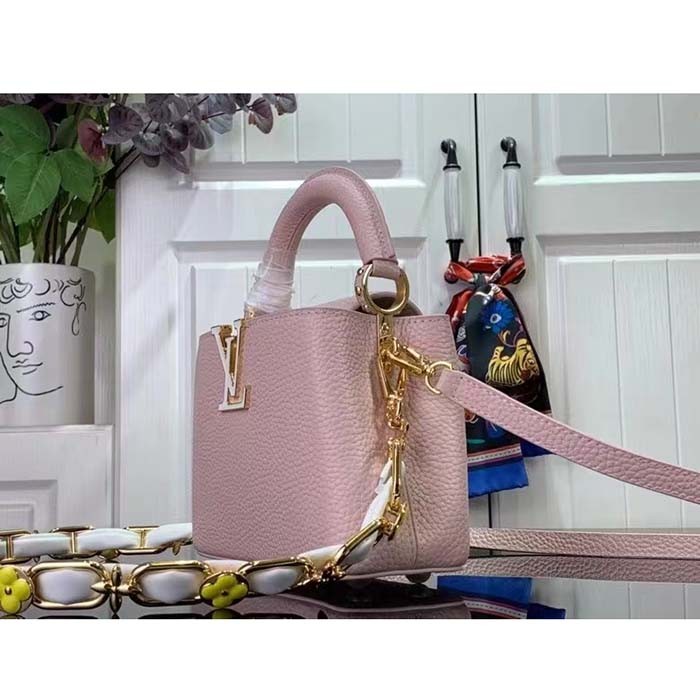 Louis Vuitton LV Women Capucines Mini Handbag Jasmine Pink Taurillon Leather
