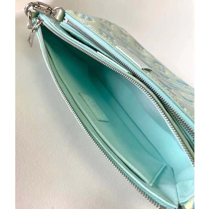 Louis Vuitton LV Women Multi Pochette Accessoires Green Sprayed Embossed Grained Cowhide