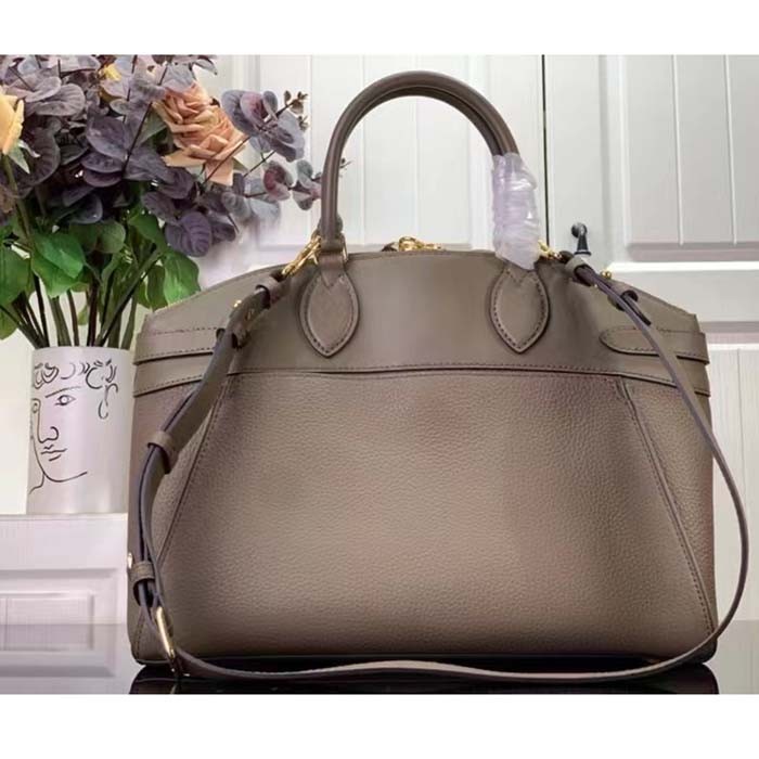 Louis Vuitton LV Women Lock It MM Earth Taurillon Leather Smooth Calfskin Calf Leather