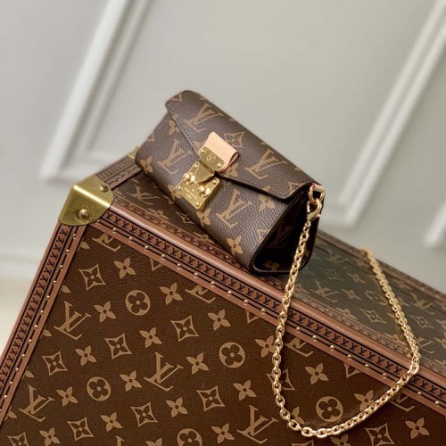 Louis Vuitton LV Women Bitsy Pouch Brown Monogram Flower Canvas