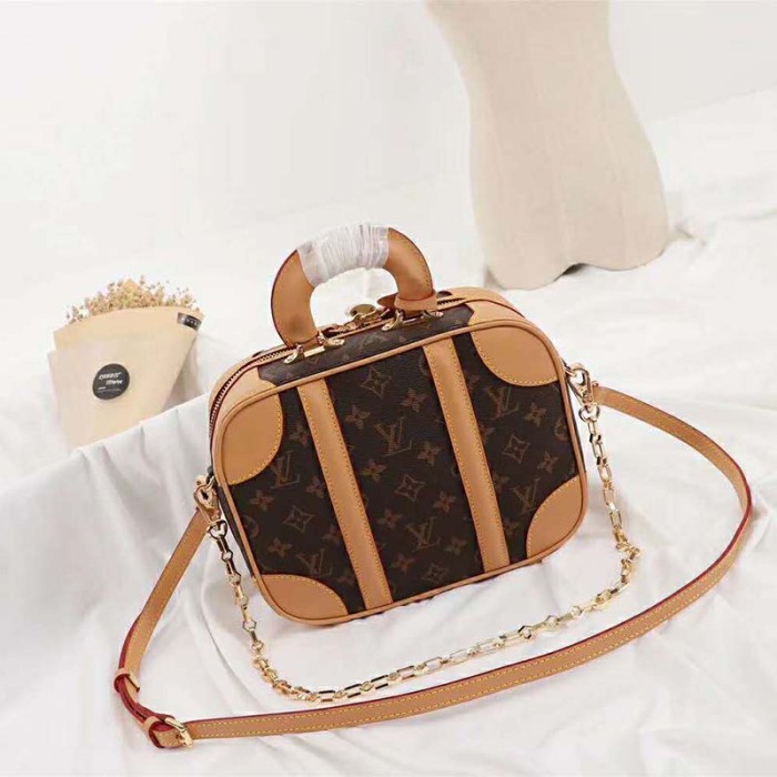 Louis Vuitton LV Women Valisette PM Handbag in Monogram Canvas-Brown
