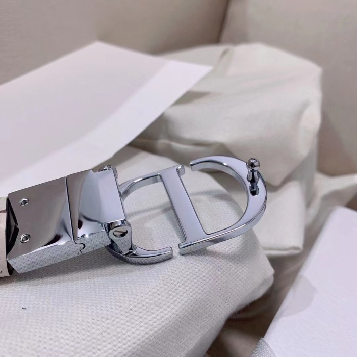 Dior CD Women 30 Montaigne Reversible Belt Latte Beige Smooth Calfskin