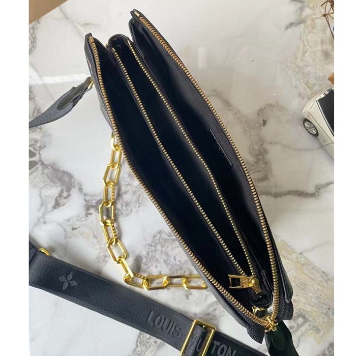 Louis Vuitton LV Women Coussin MM Handbag Navy Blue Lambskin Leather