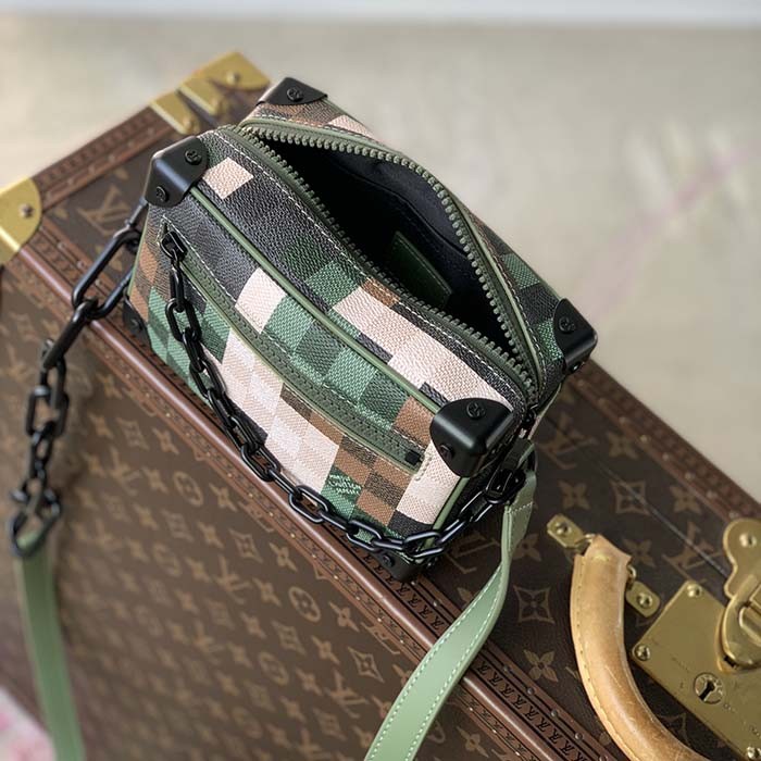 Louis Vuitton Unisex Mini Soft Trunk Green Damoflage Coated Canvas Leather Textile Lining