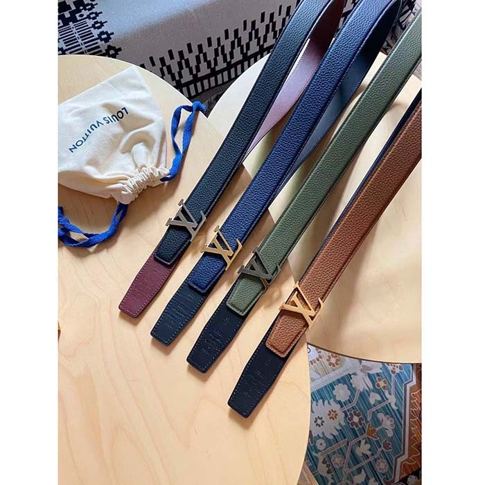 Louis Vuitton Unisex LV Heritage 35 MM Reversible Belt Black Bordeaux Leather