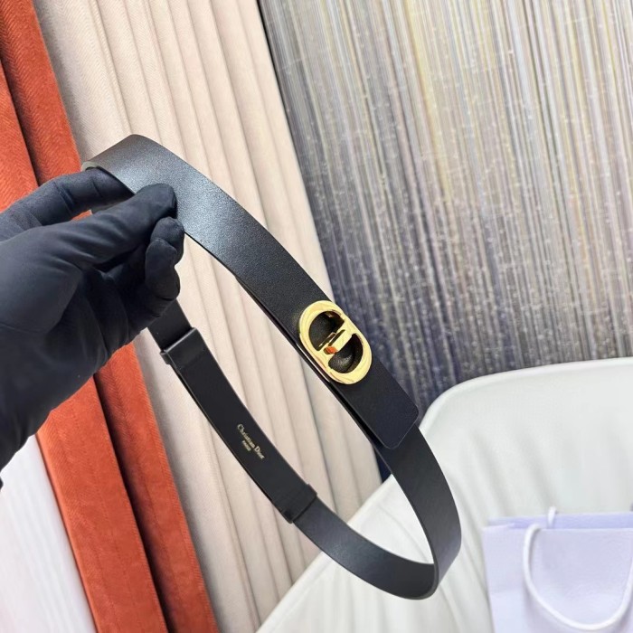 Dior Unisex CD 30 Montaigne Avenue Belt Black Ultrasmooth Calfskin 25 MM Width