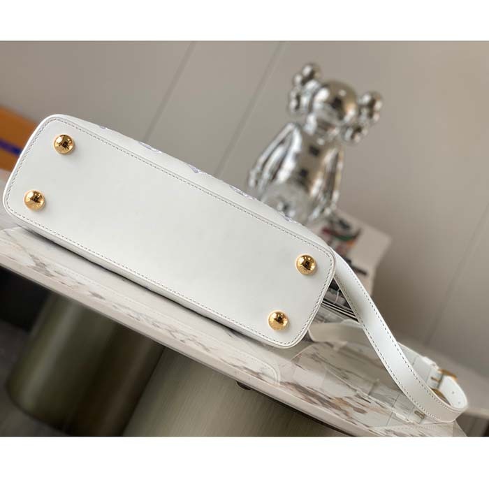 Louis Vuitton LV Women Capucines BB Handbag White Calfskin Cowhide Leather