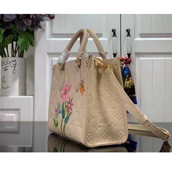 Louis Vuitton Women LV x YK OnTheGo Mini White Embossed Grained Monogram Cowhide Leather