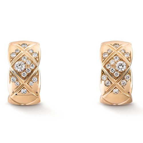 Chanel Women Coco Crush Earrings in 18K Gold and Diamonds