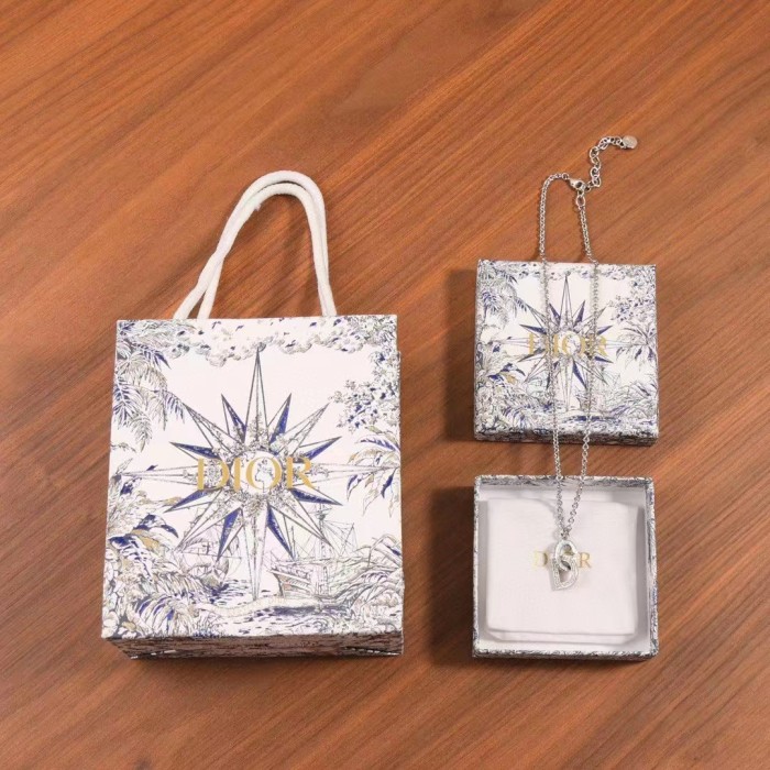 Dior Women CD Lock Necklace Silver-Finish Metal Silver-Tone Crystals