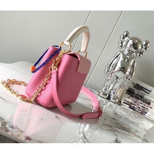 Louis Vuitton LV Women Capucines Mini Handbag Rose Chamallow Pink Taurillon Leather