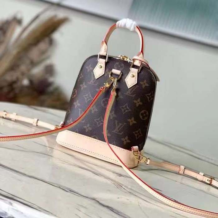 Louis Vuitton Unisex Alma Backpack Monogram Coated Canvas Cowhide Leather M47132