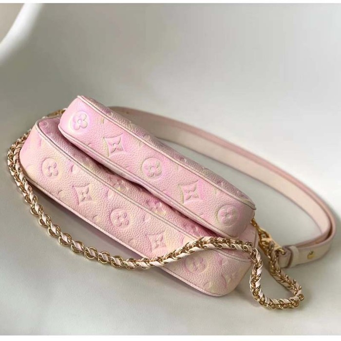 Louis Vuitton LV Women Multi Pochette Accessoires Pink Sprayed Embossed Grained Cowhide