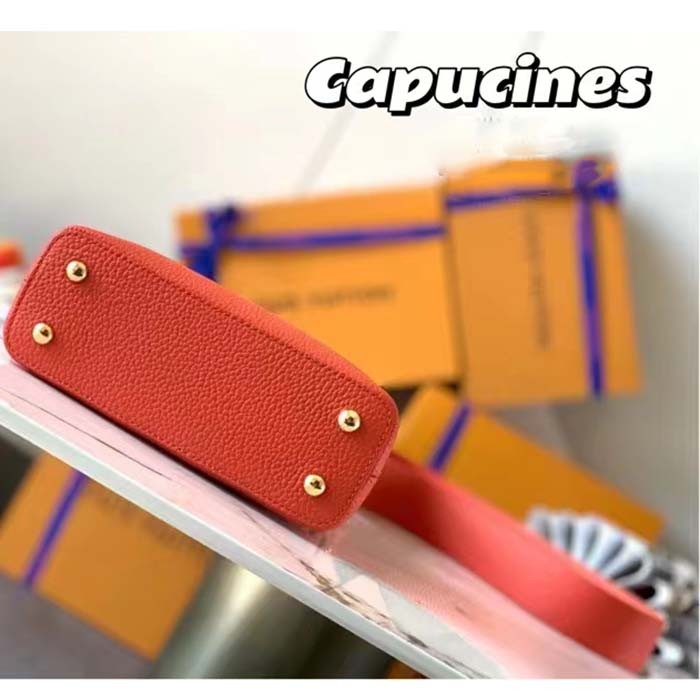 Louis Vuitton LV Women Capucines Mini Handbag Orange Taurillon Leather Python Skin