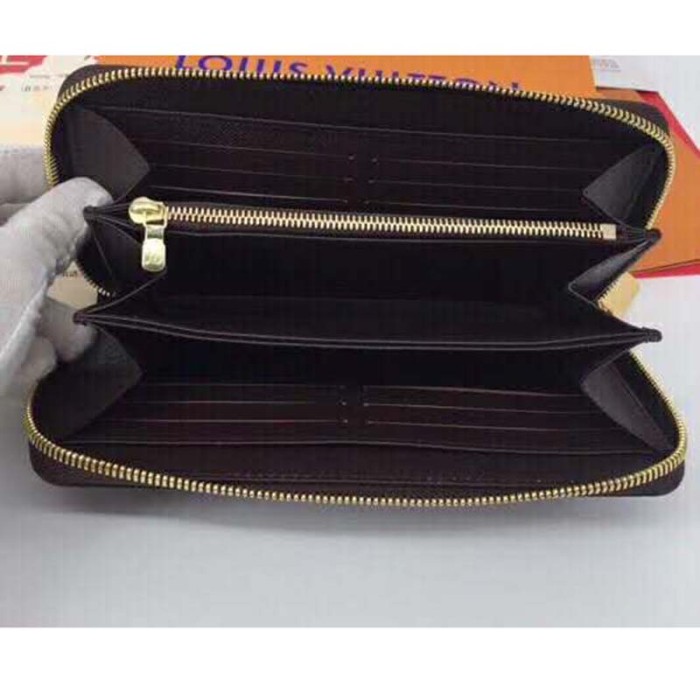 Louis Vuitton LV Women Zippy Wallet Damier Ebene Canvas-Brown