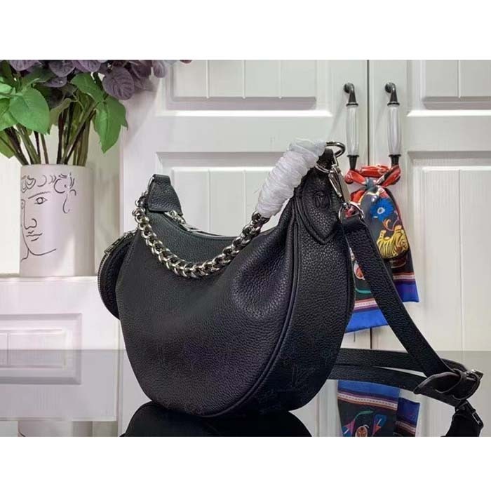 Louis Vuitton Women LV Baia PM Black Perforated Mahina Calfskin Round Coin Purse