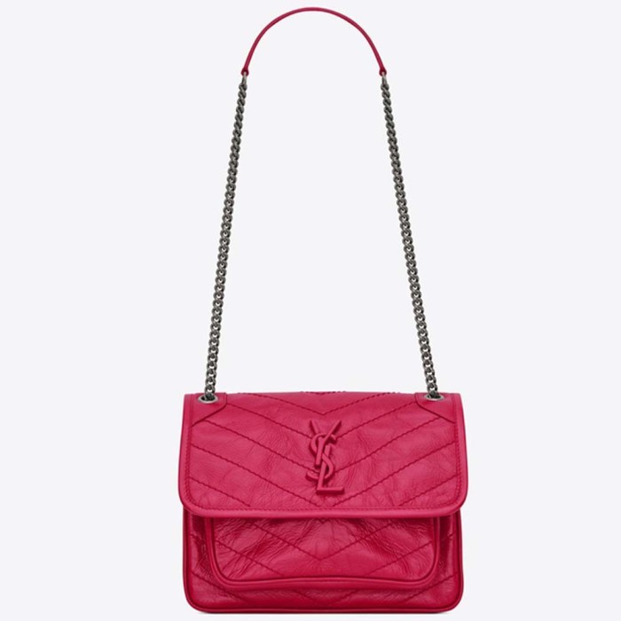 Saint Laurent YSL Women Niki Baby in Crinkled Vintage Leather Bag
