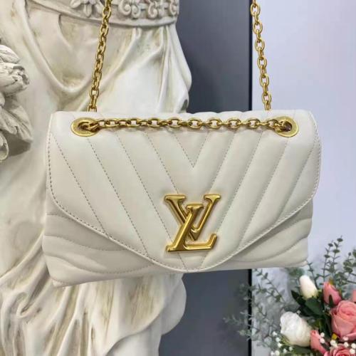 Louis Vuitton LV Women New Wave Chain Bag Handbag White Smooth Cowhide Leather