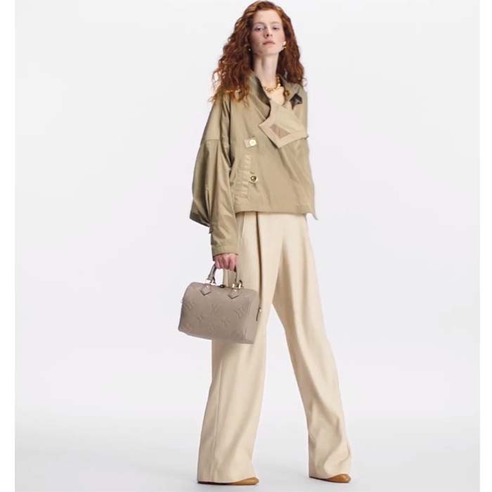 Louis Vuitton Women Speedy Bandoulière 25 Handbag Tourterelle Embossed Grained Cowhide Leather