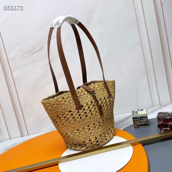 Saint Laurent YSL Women Panier Small Bag Raffia Sandy