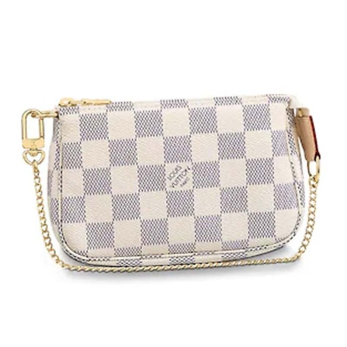 Louis Vuitton LV Women Mini Pochette Accessoires Damier Azur Canvas