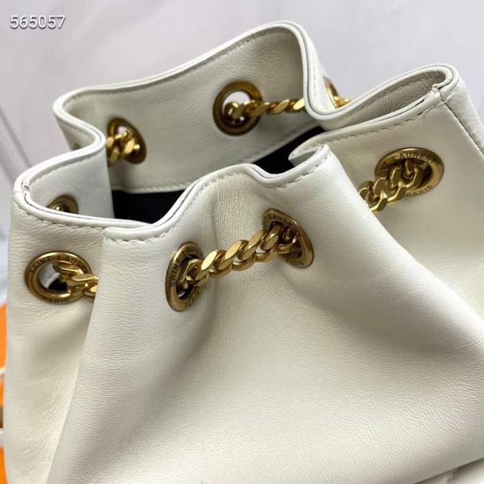 Saint Laurent YSL Women Joe Backpack Lambskin White Leather