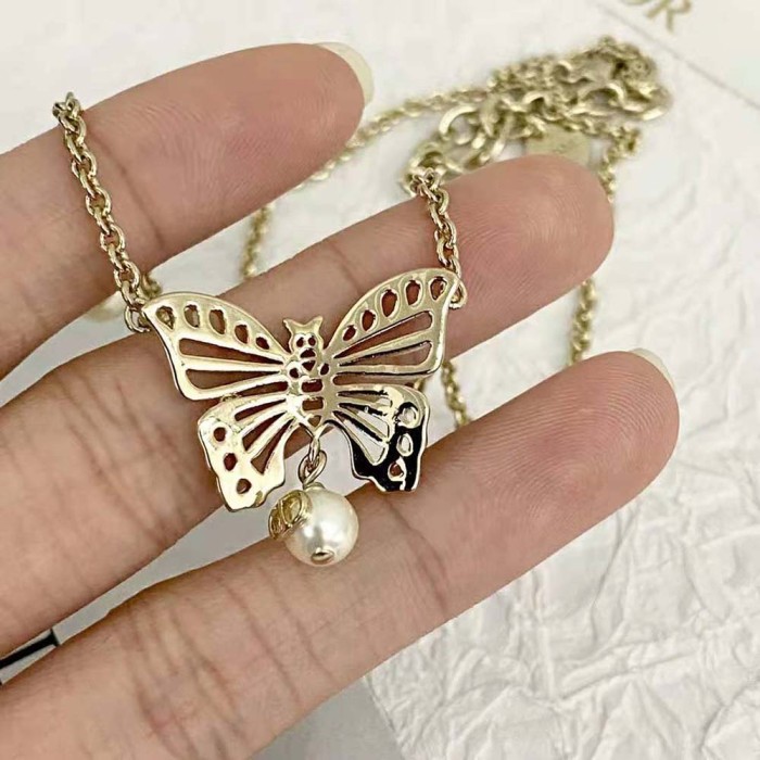 Dior Women Métamorphose Necklace Gold-Finish Metal and White Resin Pearls