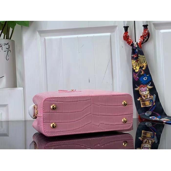 Louis Vuitton LV Women Capucines Mini Handbag Pink Crocodilien Brillant Savoir Faire
