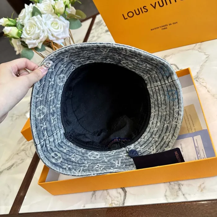 Louis Vuitton Unisex Denim Bucket Hat with Cotton-Blue