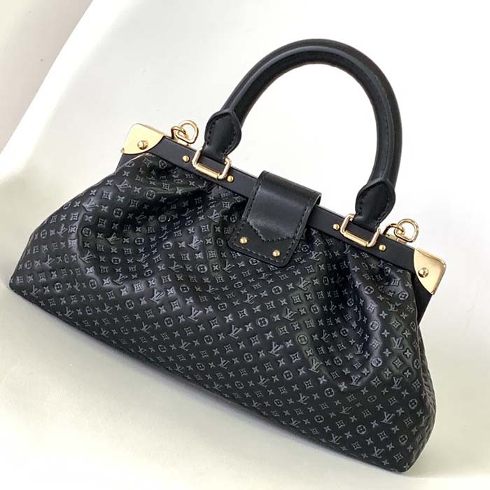Louis Vuitton LV Women Monogram Clutch Black Calfskin Leather S-Lock